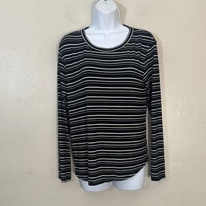 American Eagle Outfitters Black and White Striped Long Sleeve Tee